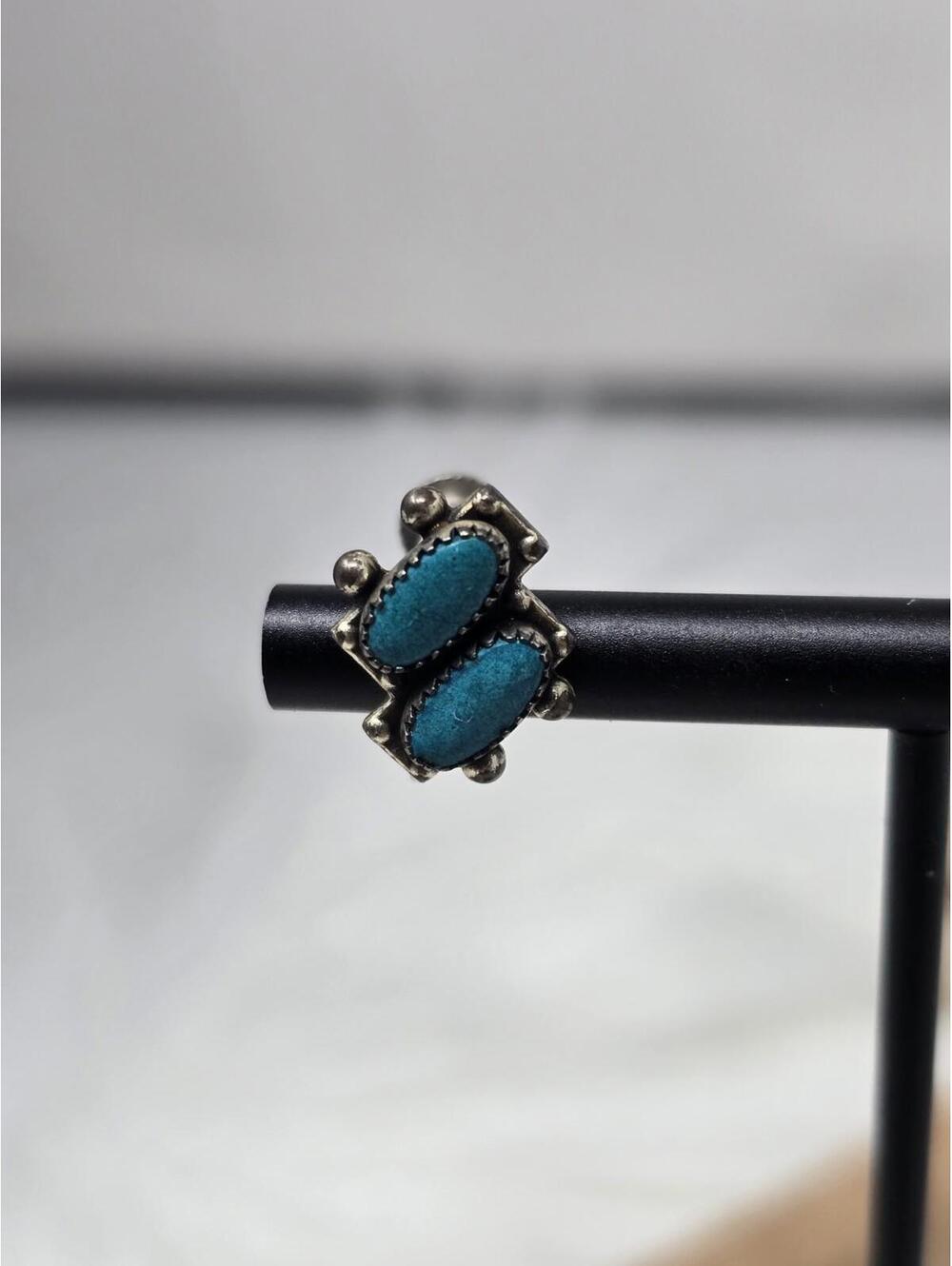 Vintage Southwestern Sterling Turquoise Screw Back Earrings - Picture 5 of 6